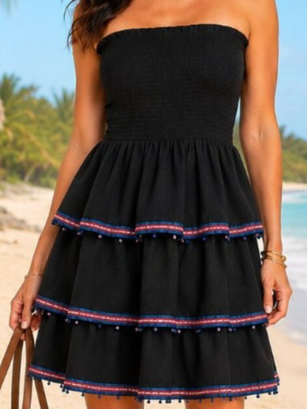 PITUSA EVIL EYE BEADED DRESS MEDIUM/OS